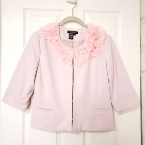 Chapter One pink blazer jacket chiffon rosette 6 fits size Small pastel spring